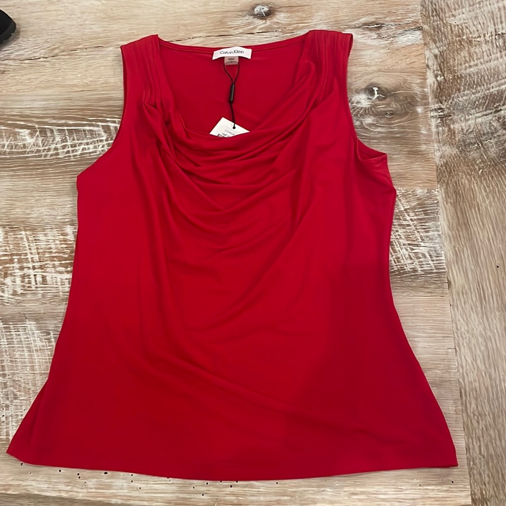 red calvin klein blouse, new w tags